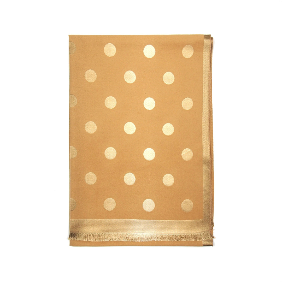 CTCP-09 Szal Polka Dot, gruby szal zimowy damski, be�owy 185x65cm